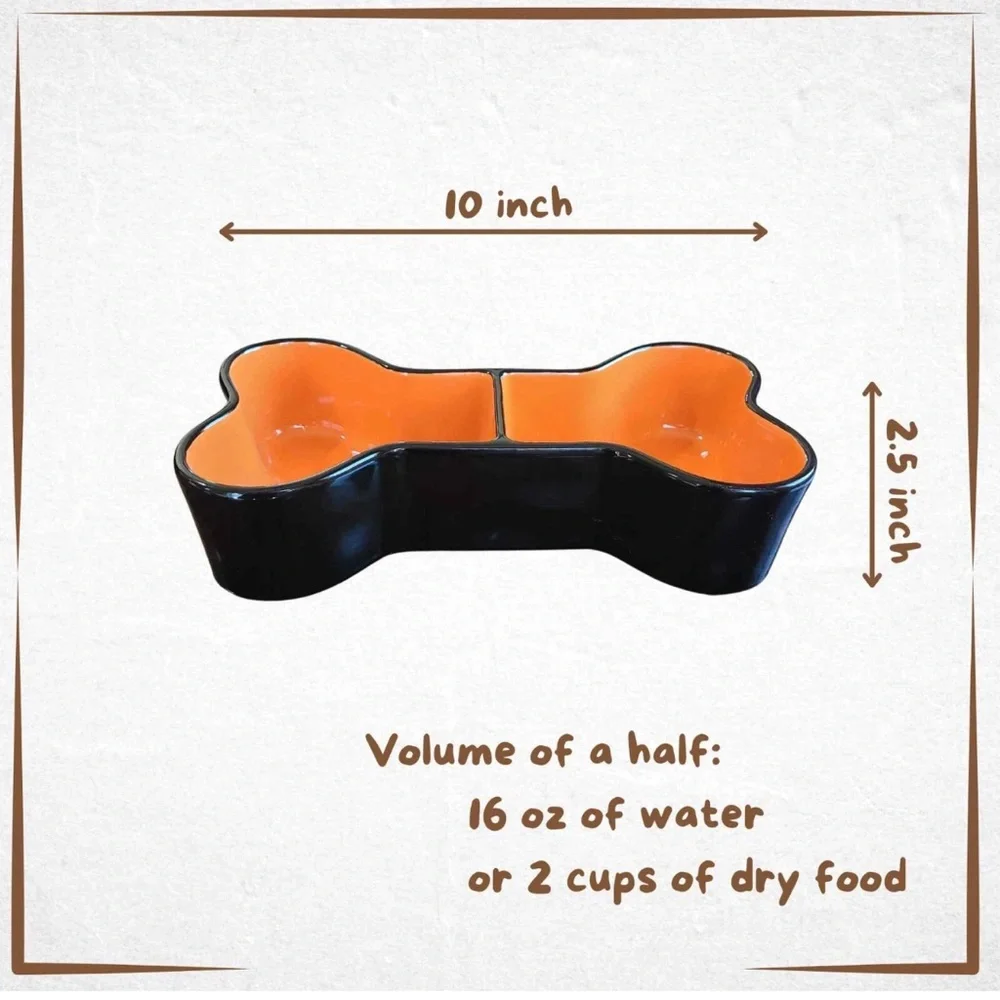 Rae Dunn Orange and Black Bone Appétit Dog Bowl